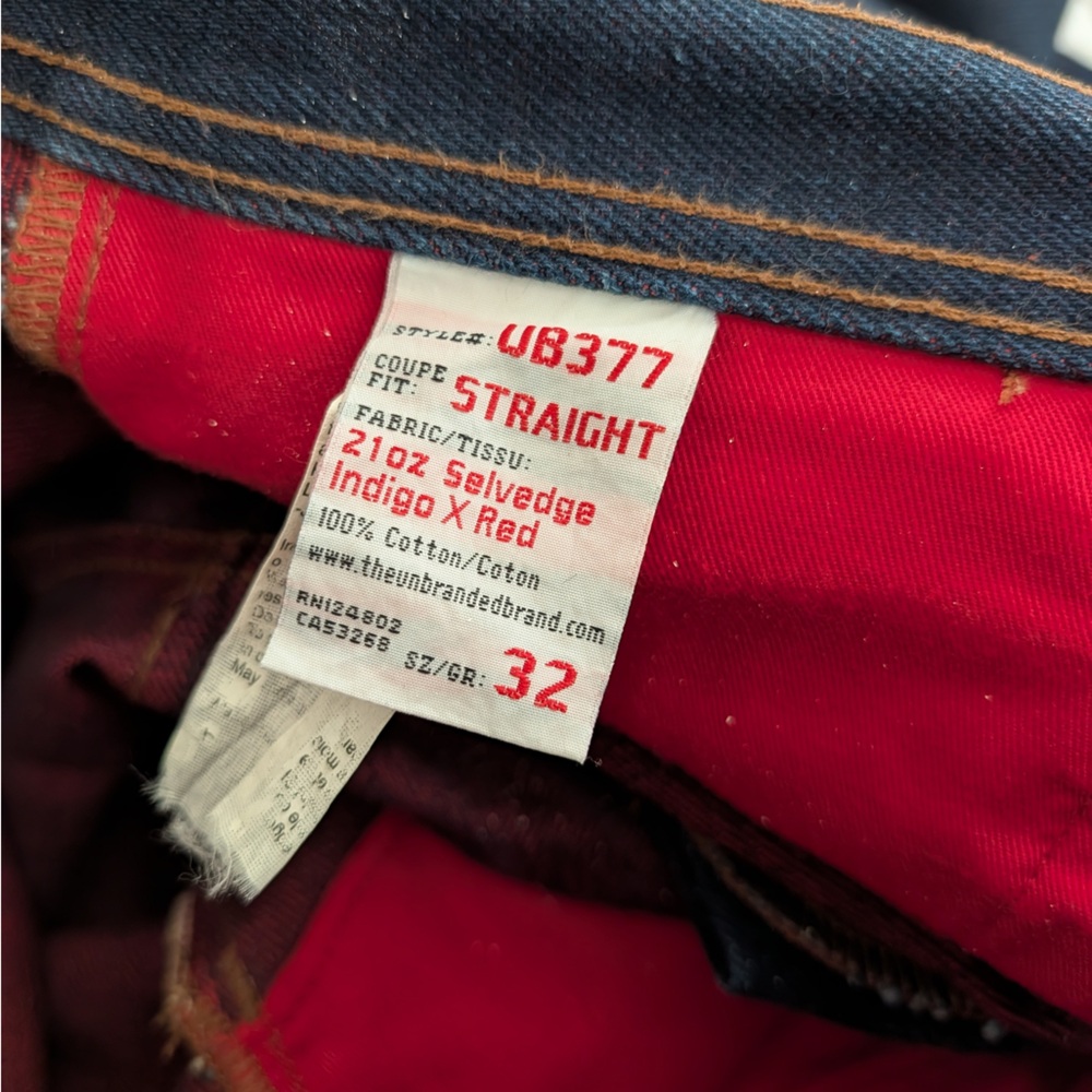 Unbranded Brand UB377 Straight Fit 21 Oz Red Weft Selvedge Denim Jeans - Picture 2 of 5
